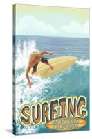 Monterey, California - Surfer Scene-Lantern Press-Stretched Canvas