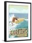 Monterey, California - Surfer Scene-Lantern Press-Framed Art Print