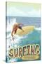 Monterey, California - Surfer Scene-Lantern Press-Stretched Canvas