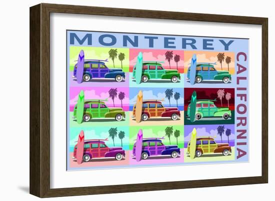 Monterey, California - Woodies Pop Art-Lantern Press-Framed Art Print