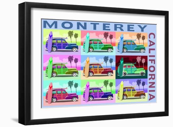 Monterey, California - Woodies Pop Art-Lantern Press-Framed Art Print