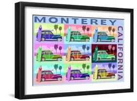 Monterey, California - Woodies Pop Art-Lantern Press-Framed Art Print