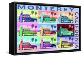 Monterey, California - Woodies Pop Art-Lantern Press-Framed Stretched Canvas