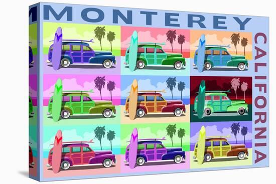 Monterey, California - Woodies Pop Art-Lantern Press-Stretched Canvas
