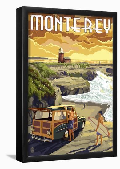 Monterey, California - Woody on Beach-null-Framed Poster