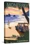 Monterey, California - Woody on Beach-Lantern Press-Stretched Canvas