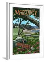 Monterey Peninsula, California - 17 Mile Drive-Lantern Press-Framed Art Print