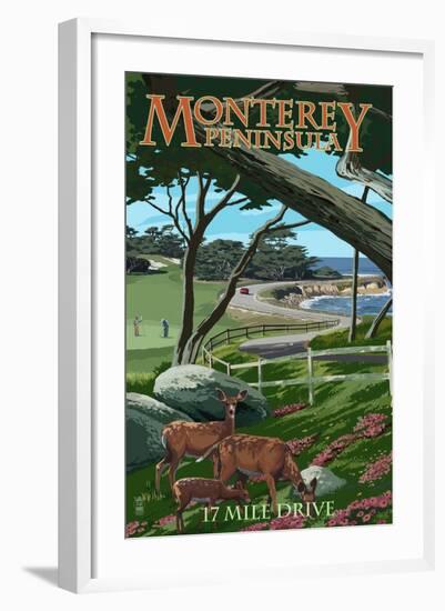 Monterey Peninsula, California - 17 Mile Drive-Lantern Press-Framed Art Print