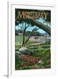 Monterey Peninsula, California - 17 Mile Drive-Lantern Press-Framed Art Print