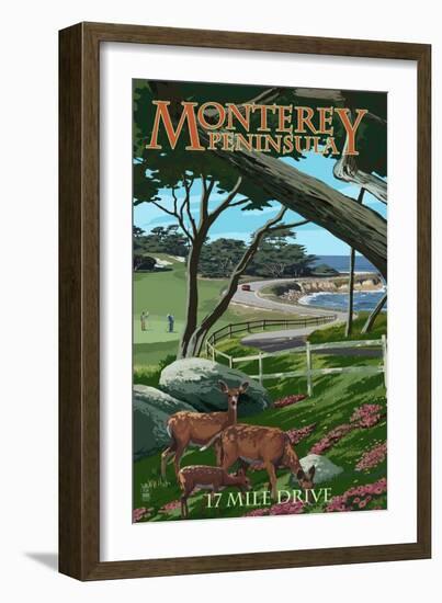 Monterey Peninsula, California - 17 Mile Drive-Lantern Press-Framed Art Print