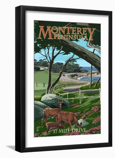 Monterey Peninsula, California - 17 Mile Drive-Lantern Press-Framed Art Print