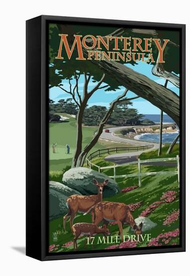 Monterey Peninsula, California - 17 Mile Drive-Lantern Press-Framed Stretched Canvas