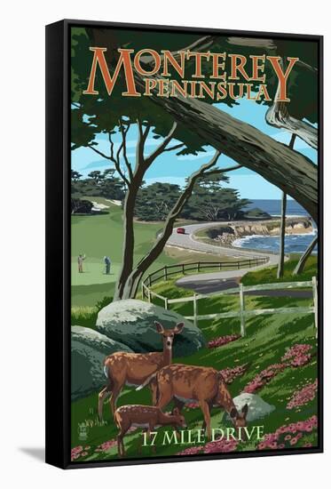 Monterey Peninsula, California - 17 Mile Drive-Lantern Press-Framed Stretched Canvas