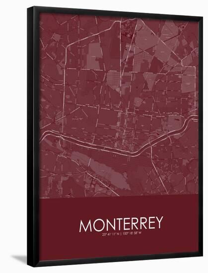 Monterrey, Mexico Red Map-null-Framed Poster