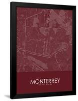 Monterrey, Mexico Red Map-null-Framed Poster