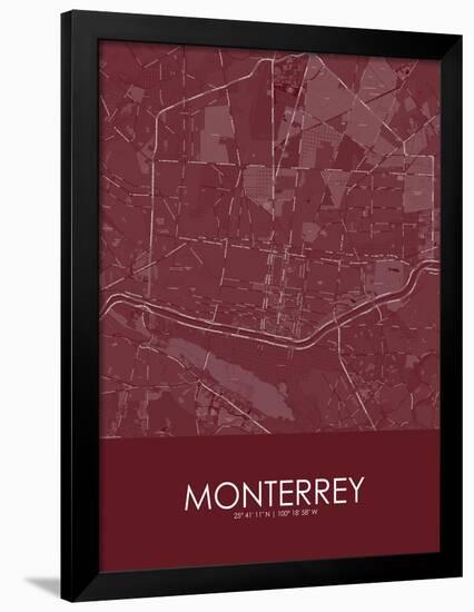 Monterrey, Mexico Red Map-null-Framed Poster