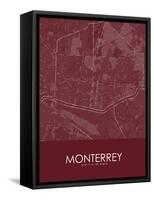 Monterrey, Mexico Red Map-null-Framed Stretched Canvas