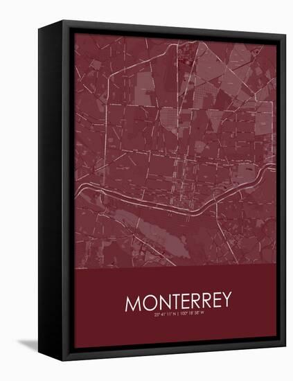 Monterrey, Mexico Red Map-null-Framed Stretched Canvas