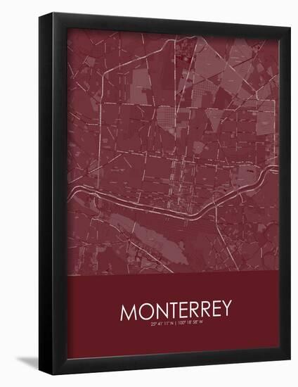 Monterrey, Mexico Red Map-null-Framed Poster