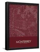 Monterrey, Mexico Red Map-null-Framed Poster