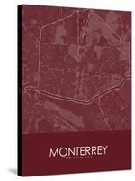 Monterrey, Mexico Red Map-null-Stretched Canvas