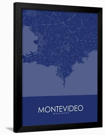 Montevideo, Uruguay Blue Map-null-Framed Poster