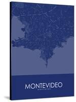 Montevideo, Uruguay Blue Map-null-Stretched Canvas