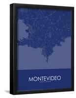 Montevideo, Uruguay Blue Map-null-Framed Poster