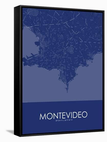 Montevideo, Uruguay Blue Map-null-Framed Stretched Canvas