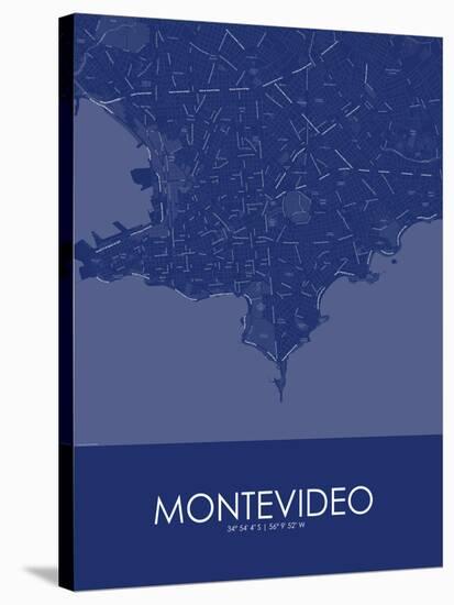 Montevideo, Uruguay Blue Map-null-Stretched Canvas