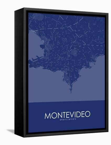 Montevideo, Uruguay Blue Map-null-Framed Stretched Canvas