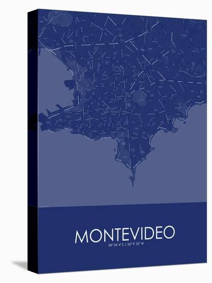 Montevideo, Uruguay Blue Map-null-Stretched Canvas