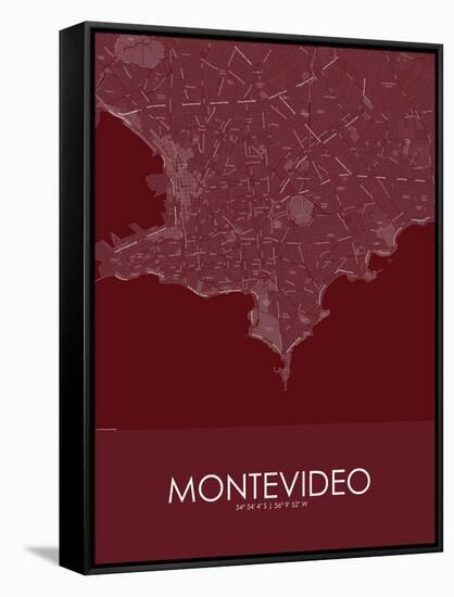 Montevideo, Uruguay Red Map-null-Framed Stretched Canvas