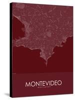 Montevideo, Uruguay Red Map-null-Stretched Canvas