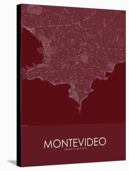 Montevideo, Uruguay Red Map-null-Stretched Canvas