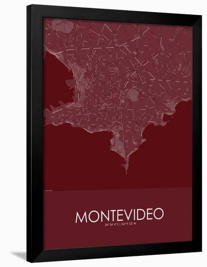 Montevideo, Uruguay Red Map-null-Framed Poster