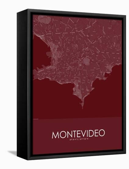 Montevideo, Uruguay Red Map-null-Framed Stretched Canvas