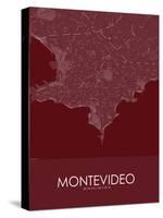 Montevideo, Uruguay Red Map-null-Stretched Canvas