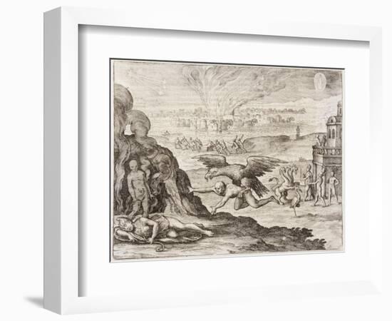 Montezuma and Dream 1518-Theodor de Bry-Framed Art Print