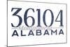 Montgomery, Alabama - 36104 Zip Code (Blue)-Lantern Press-Mounted Art Print