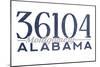 Montgomery, Alabama - 36104 Zip Code (Blue)-Lantern Press-Mounted Art Print