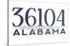 Montgomery, Alabama - 36104 Zip Code (Blue)-Lantern Press-Stretched Canvas