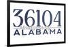 Montgomery, Alabama - 36104 Zip Code (Blue)-Lantern Press-Framed Art Print