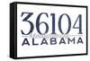 Montgomery, Alabama - 36104 Zip Code (Blue)-Lantern Press-Framed Stretched Canvas