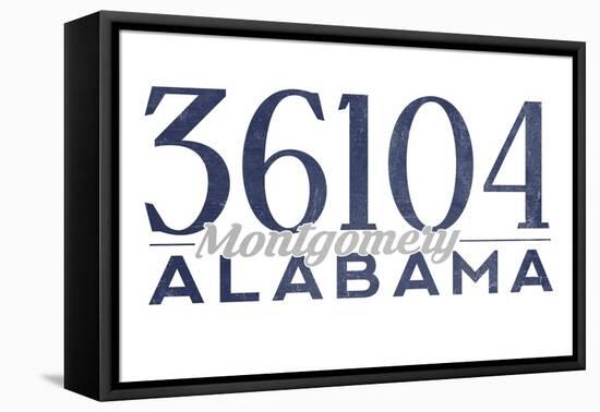 Montgomery, Alabama - 36104 Zip Code (Blue)-Lantern Press-Framed Stretched Canvas