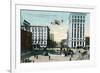 Montgomery, Alabama - Airplane Flying over Court Square, Commerce St-Lantern Press-Framed Art Print