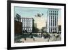 Montgomery, Alabama - Airplane Flying over Court Square, Commerce St-Lantern Press-Framed Art Print