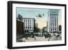 Montgomery, Alabama - Airplane Flying over Court Square, Commerce St-Lantern Press-Framed Art Print