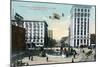 Montgomery, Alabama - Airplane Flying over Court Square, Commerce St-Lantern Press-Mounted Art Print