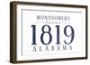 Montgomery, Alabama - Established Date (Blue)-Lantern Press-Framed Art Print